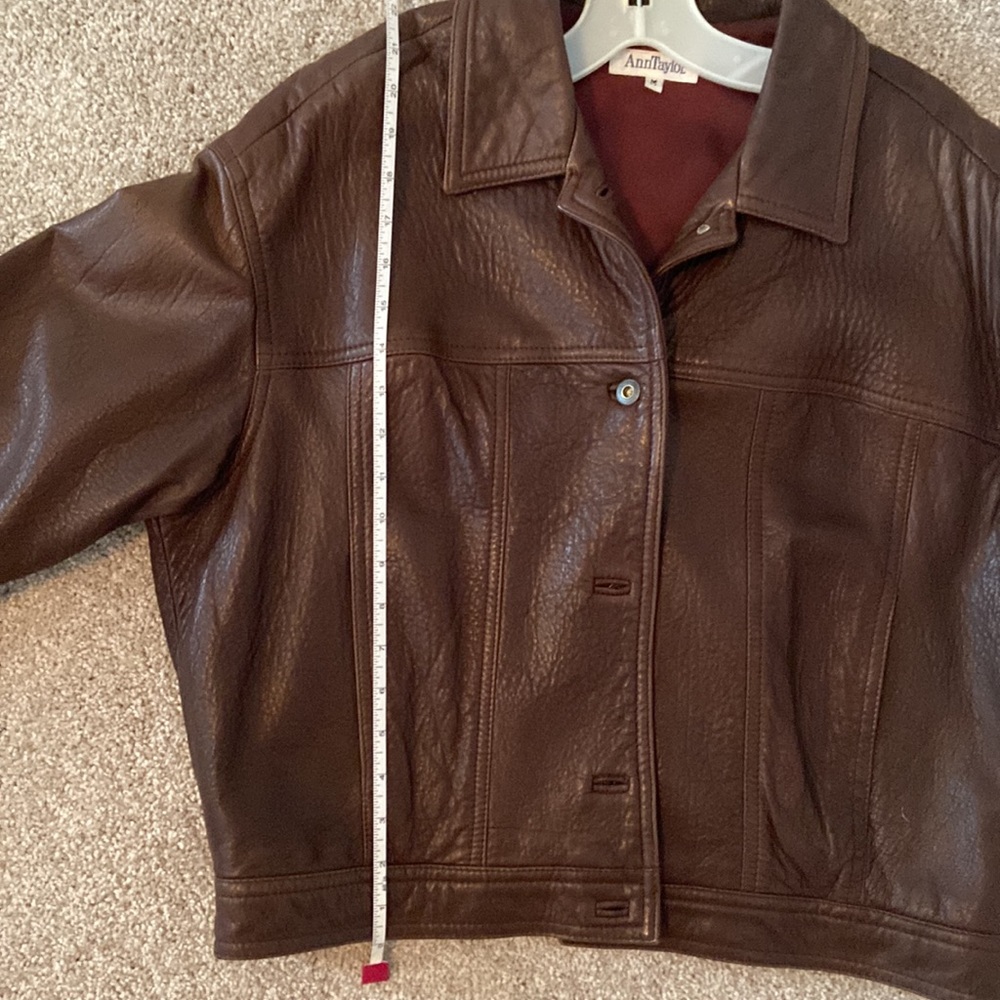 Ann Taylor leather bomber trucker jacket, vintage - Picture 12 of 13